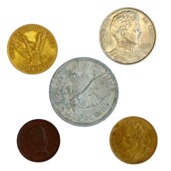 Lote com 5 Moedas do Chile América - Image 2