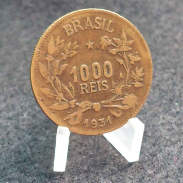 1000 Réis 1931 Alumínio-Bronze MBC Brasil - Image 3