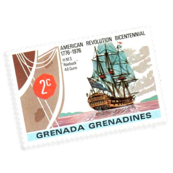 1976 - 2 Centavos American Revolution Bicentennial HMS Roebuck - Granada Granadinas GD-GR 180