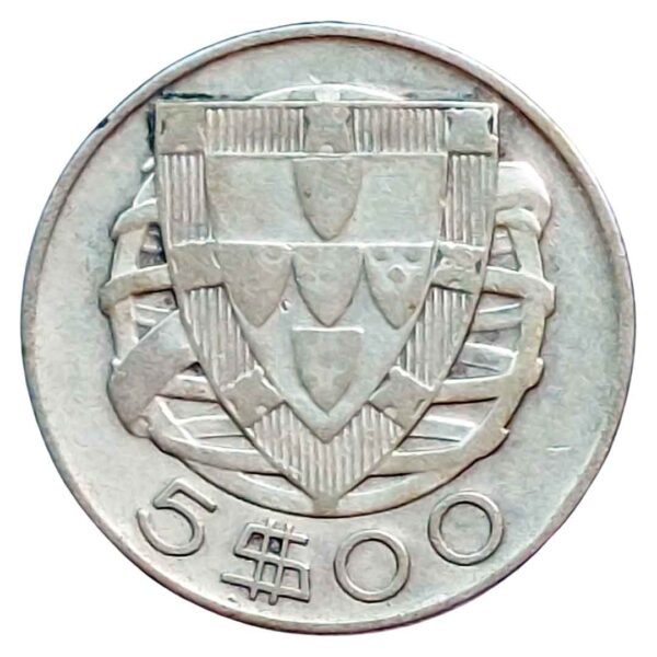 5 Escudos 1942 Prata 650 MBC Portugal Europa