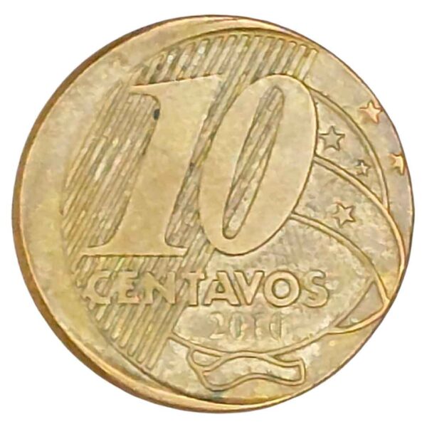10 Centavos 2010 Aço com Latão MBC Brasil Anômala